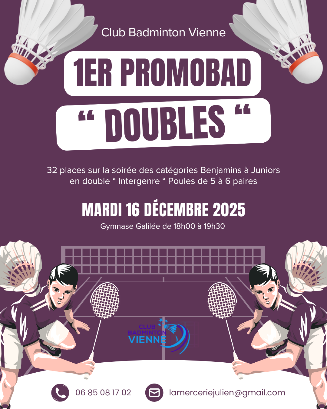 1er tournoi PromoBad de Doubles